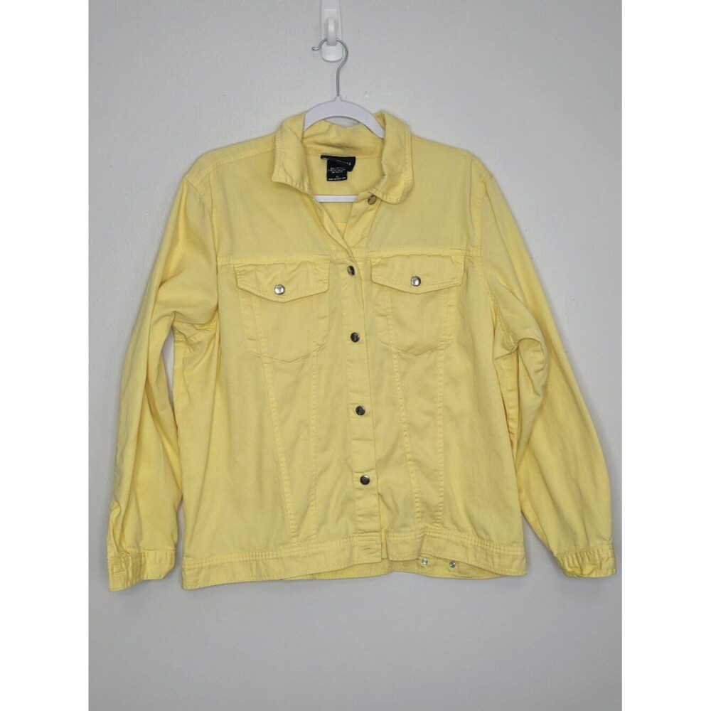 Las Olas light yellow button front cotton casual jacket size 1x
